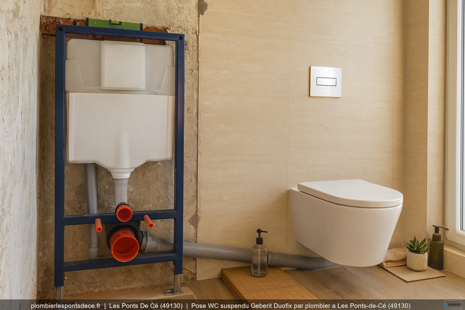 Pose WC suspendu Geberit Duofix par plombier a Les Ponts-de-Cé (49130)